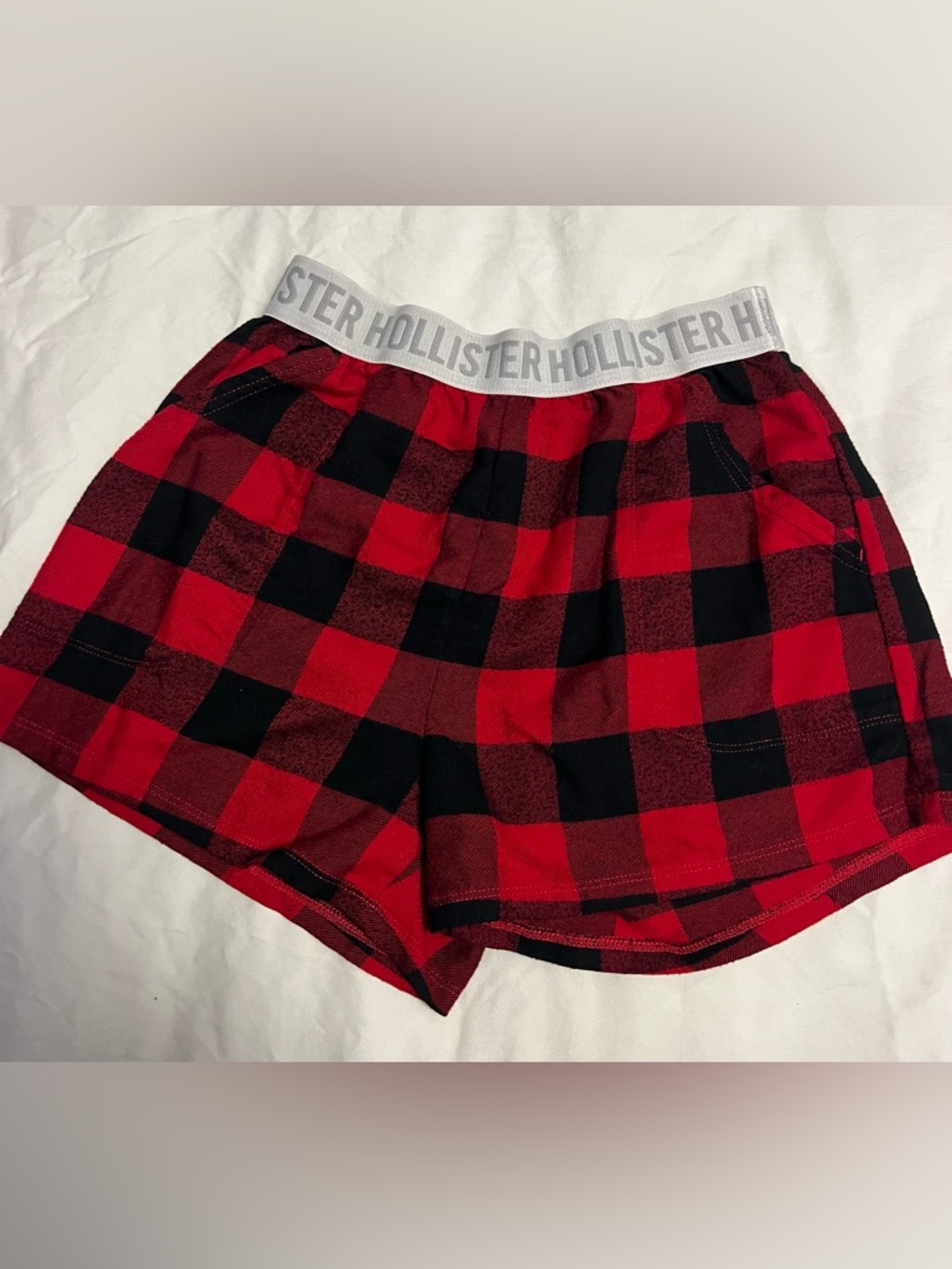 XS Hollister Red & Black Buffalo Plaid Lounge Shorts